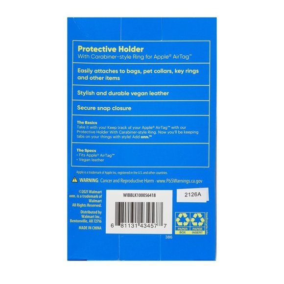 Protective Air Tag Holder Vegan Leather Black - Picture 2 of 6